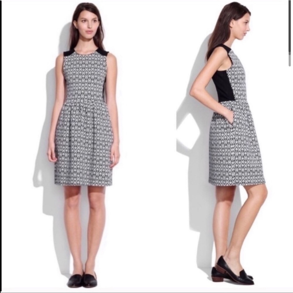 Madewell Black/White Jacquard Dress